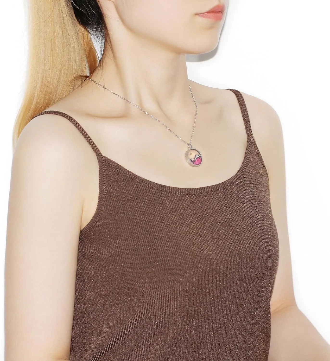| Mustard Seed Mountain Necklace | Stainless Steel Christian Jewelry | Round Pendant Religious Necklace | Daily Accessory for Men and Women | Mustard Seed Round Pendant Necklace | SKU YA4994