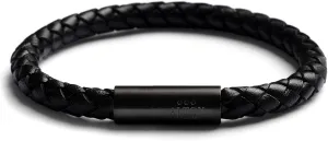 | Premium Leather Bracelet for Men | Bracelet in Genuine Black Braided Calf Leather | Strong Magnetic Clasp | Exclusive Jewelry Gift Box | Handcrafted