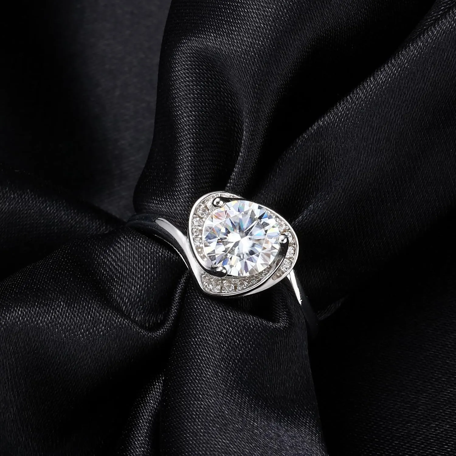 1 CT 2CT Moissanite Enagaement Ring for Women, White Gold Plated 925 Sterling Silver Moissanite Rings, Promise Rings Wedding Band Rings for Women Size 5-10
