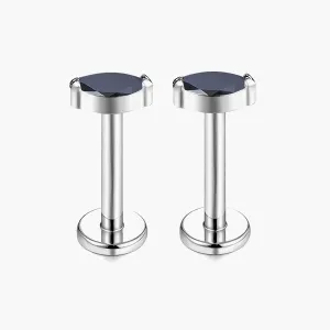 1 pair 16G G23 Titanium Threadless Labret Studs Push-in CZ Labret Lip Cluster Tragus Helix Conch Lobe Rook Cartilage Push Back Sleeper Earring Piercing Jewelry for Men Women