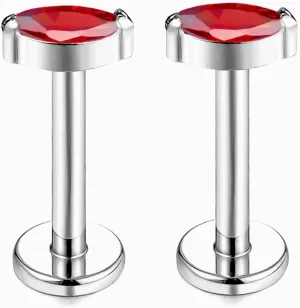 1 pair 16G G23 Titanium Threadless Labret Studs Push-in CZ Labret Lip Cluster Tragus Helix Conch Lobe Rook Cartilage Push Back Sleeper Earring Piercing Jewelry for Men Women