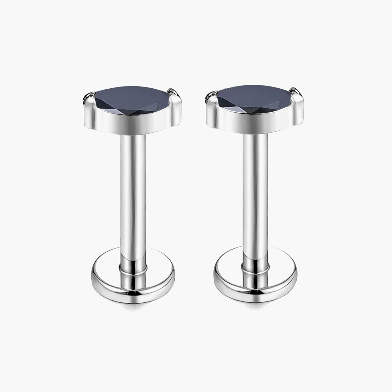 1 pair 16G G23 Titanium Threadless Labret Studs Push-in CZ Labret Lip Cluster Tragus Helix Conch Lobe Rook Cartilage Push Back Sleeper Earring Piercing Jewelry for Men Women