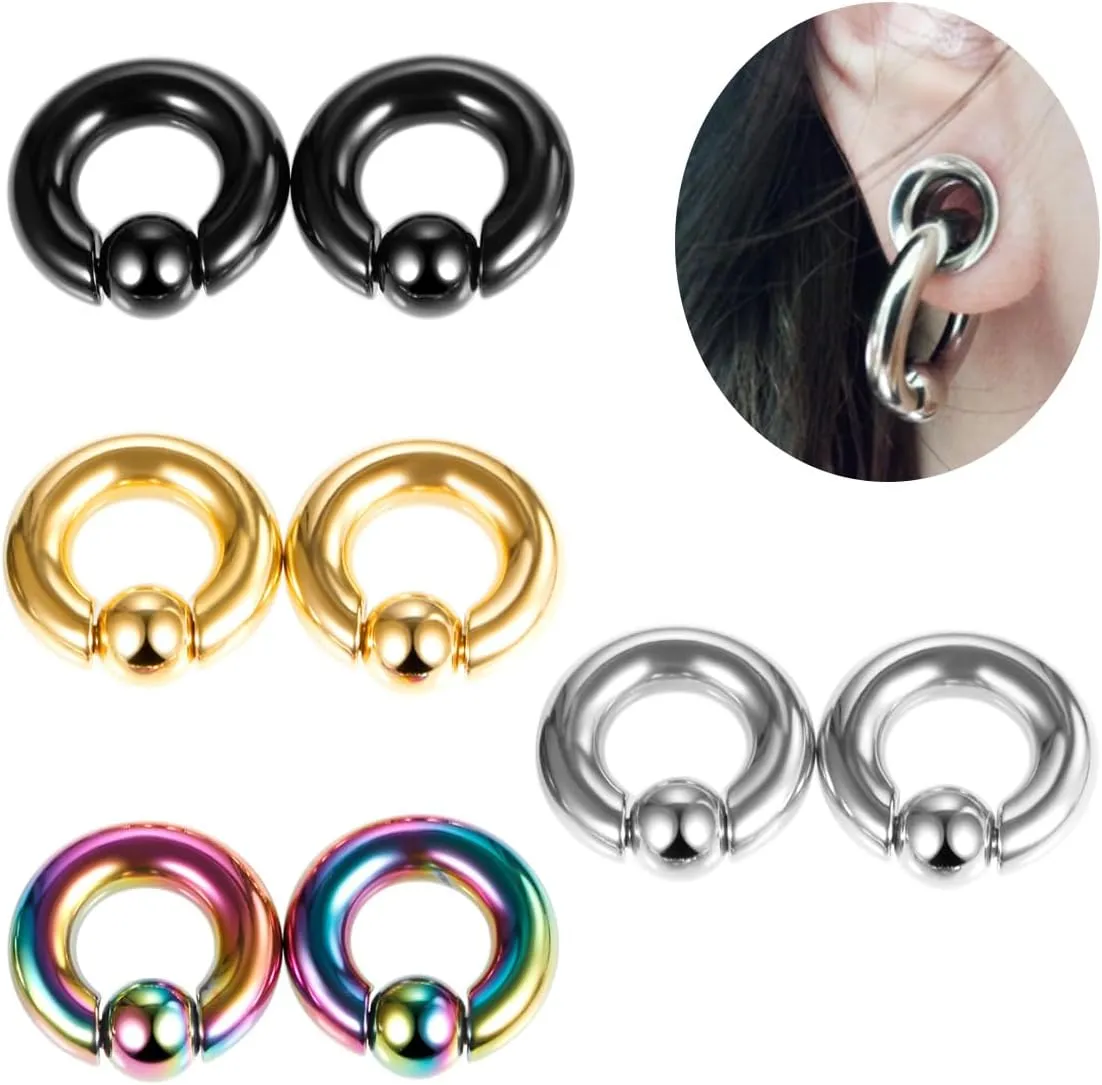 1 PC Silver 12G-8G-6G-4G-2G-0G-00G Stainless Steel Nose Septum Earrings Nipple Captive Bead Ring Spring Ball Rings Tool Surface Piercing Jewelry For Men And Women 12-16mm