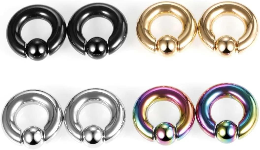 1 PC Silver 12G-8G-6G-4G-2G-0G-00G Stainless Steel Nose Septum Earrings Nipple Captive Bead Ring Spring Ball Rings Tool Surface Piercing Jewelry For Men And Women 12-16mm