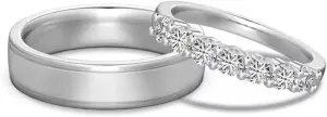 10K 14K 18K Gold Custom Couples Wedding Band for Him and Her 2PCS/3PCS Moissanite Wedding Promise Band Ring Set for Couples Size 3-16