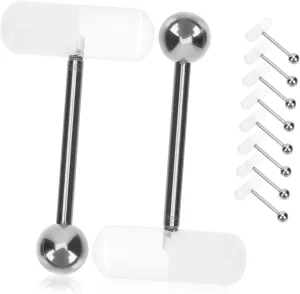 10pcs Stainless Steel Tongue Studs Jewelry Set Comfortable Navel Rings Belly Button Rings for Men Women Fashionable Tongue Ringsings Body Jewelry for Parties