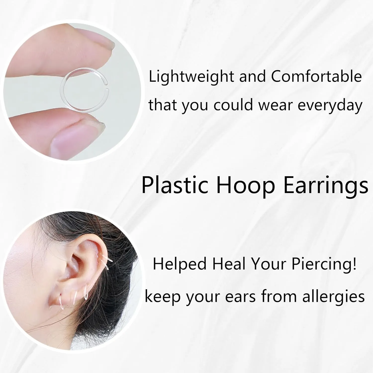 120 Pcs Plastic Earrings for Sensitive Ears Clear Studs for Women Hypoallergenic Hoops Invisible Post Earring for Sports