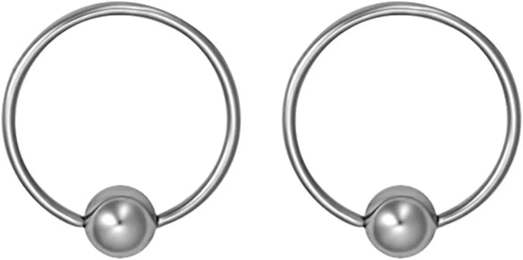 14g-20g Every-Day Solid Titanium Captive Bead Ring Body Piercing Hoops, Nickel Free & Hypoallergenic
