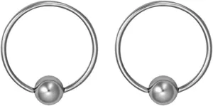 14g-20g Every-Day Solid Titanium Captive Bead Ring Body Piercing Hoops, Nickel Free & Hypoallergenic
