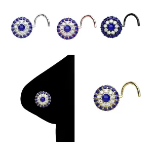 14K Evil Eye Nose Stud Indian Nose Ring 925 Sterling Silver Nose Piercing Nose Screw Nose Jewelry