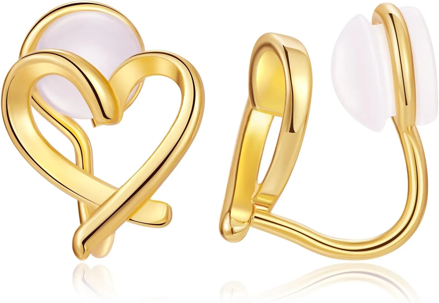 14K Gold Clip On Earrings for Women Cute Hypoallergenic Heart Earrings Non piercing Clip Earrings for Women Dainty Jewelry for Women