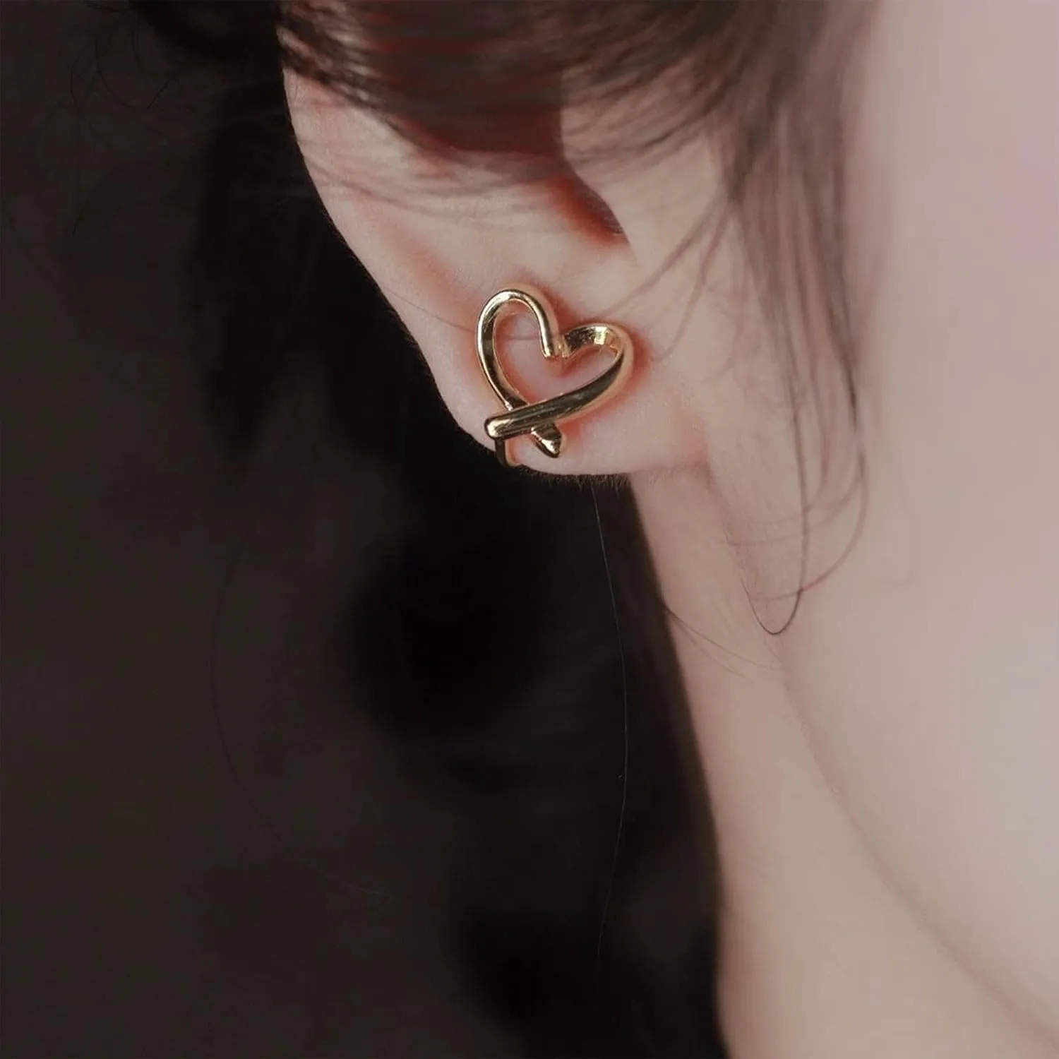 14K Gold Clip On Earrings for Women Cute Hypoallergenic Heart Earrings Non piercing Clip Earrings for Women Dainty Jewelry for Women