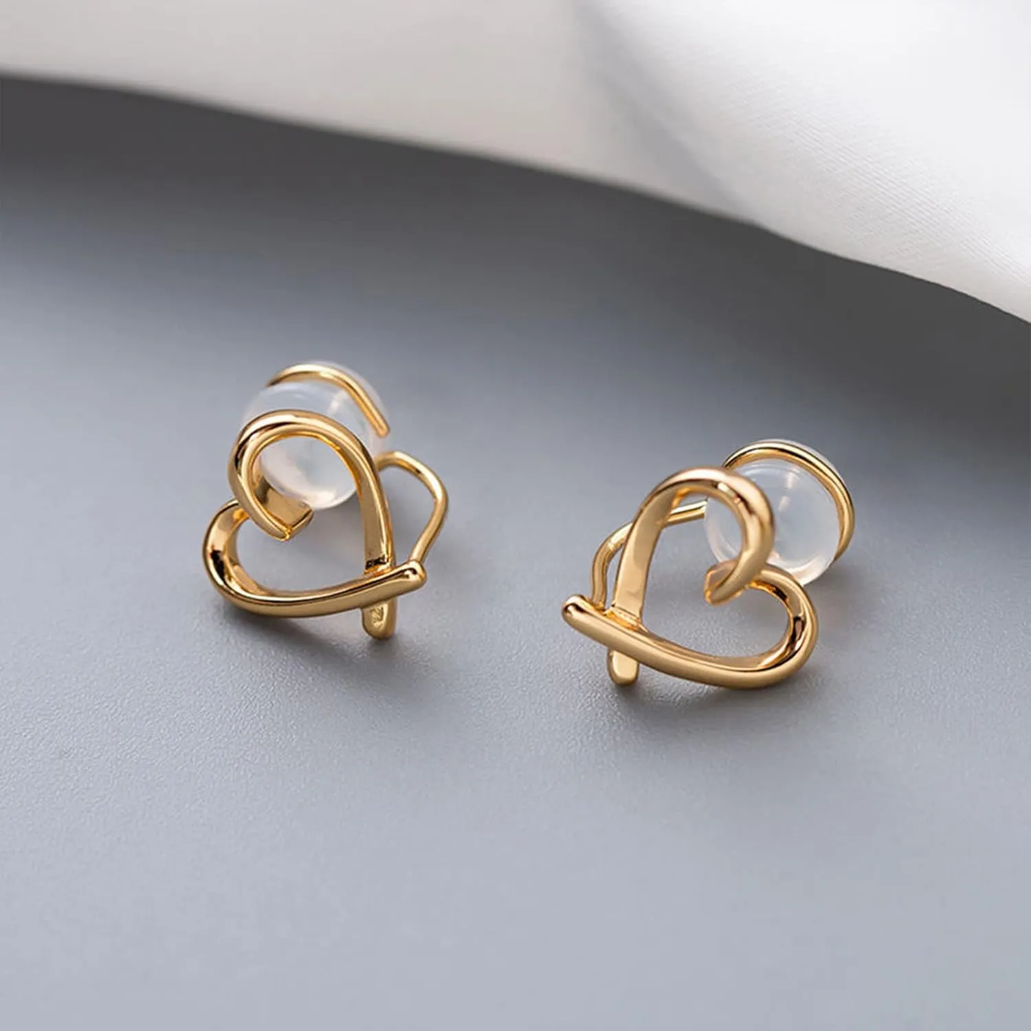 14K Gold Clip On Earrings for Women Cute Hypoallergenic Heart Earrings Non piercing Clip Earrings for Women Dainty Jewelry for Women