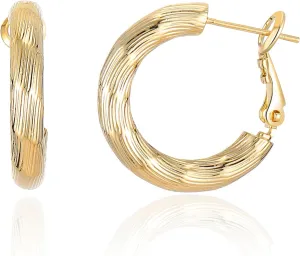 14K Gold Plated 925 Sterling Silver Big Cubic Zirconia Hoop Earrings for Women Large Rhinestone Thin Rhinestones Round Sparkly Hoops With Crystals Jewelry for Her