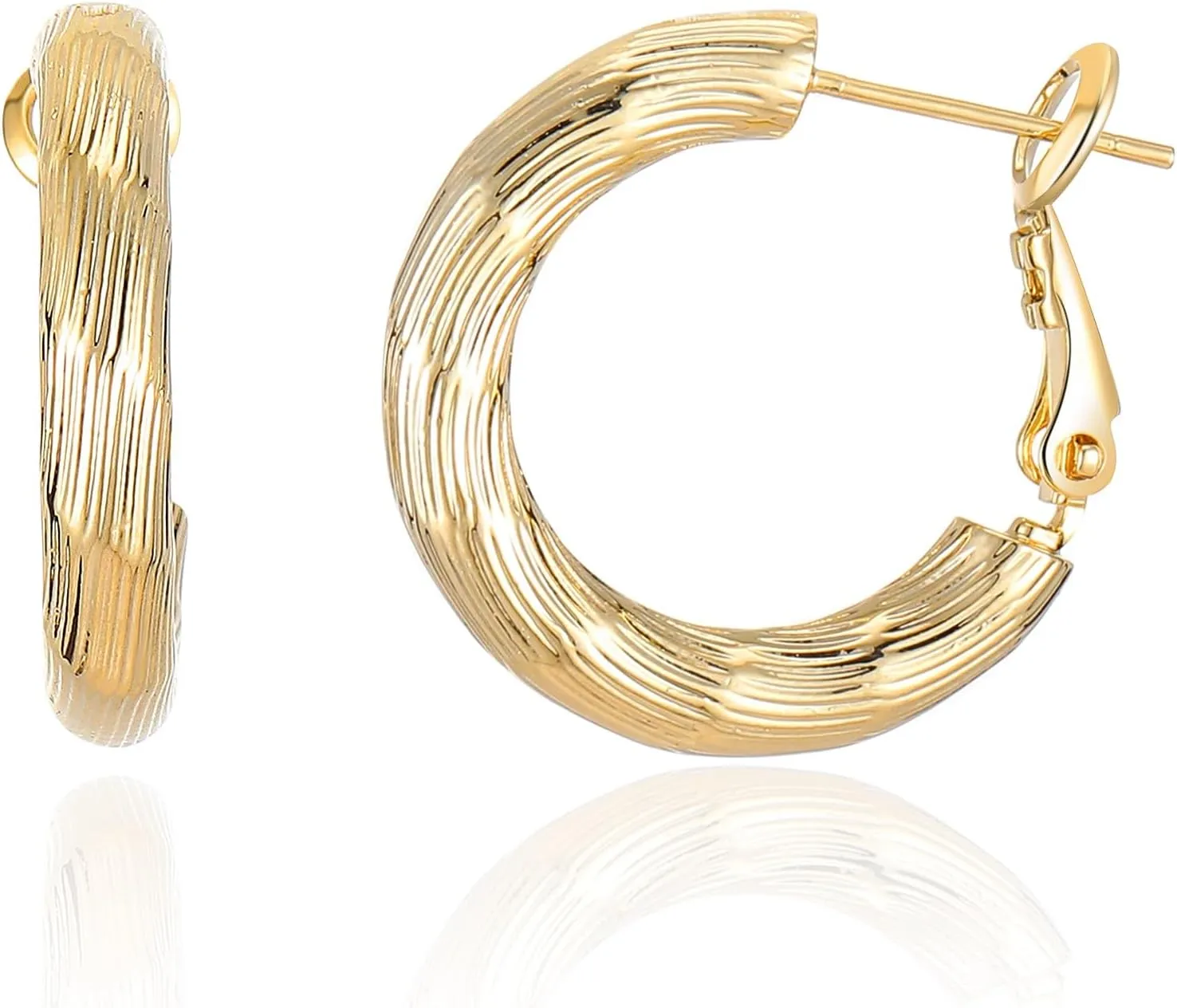 14K Gold Plated 925 Sterling Silver Big Cubic Zirconia Hoop Earrings for Women Large Rhinestone Thin Rhinestones Round Sparkly Hoops With Crystals Jewelry for Her