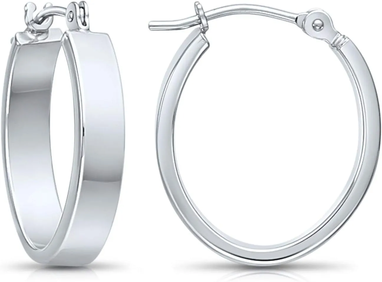 14k Gold Small Oval Flat Hoop Earrings