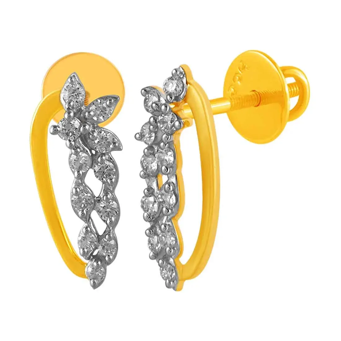 14KT (585) Yellow Gold & Diamond Beautiful Stud Earrings