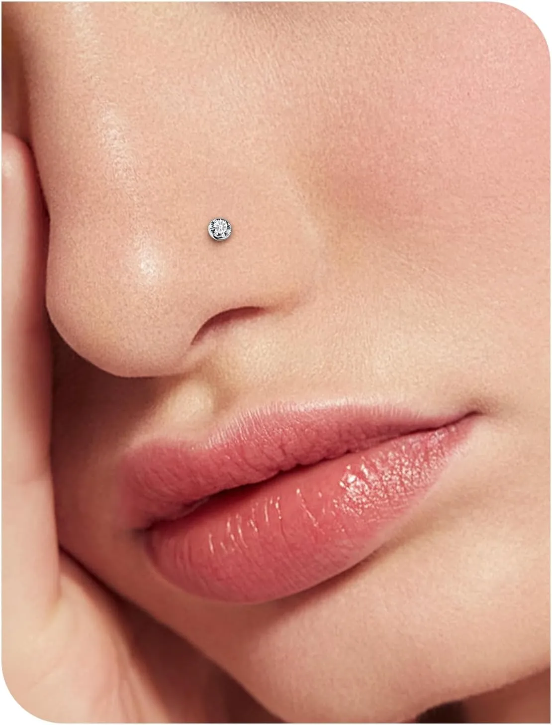 15 Pcs 18G 20G Surgical Steel Nose Rings Studs for Women Opal Nose Rings Diamond CZ Nose Studs L Shaped Nose Nostril Piercing Jewelry Hypoallergenic