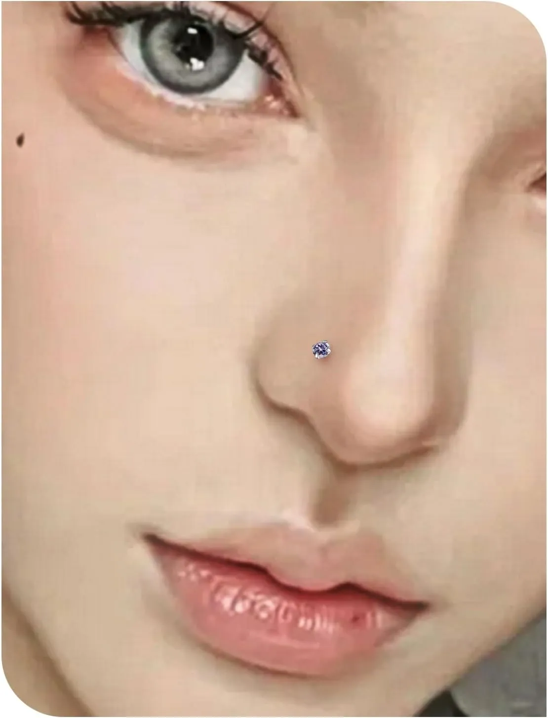 15 Pcs 18G 20G Surgical Steel Nose Rings Studs for Women Opal Nose Rings Diamond CZ Nose Studs L Shaped Nose Nostril Piercing Jewelry Hypoallergenic