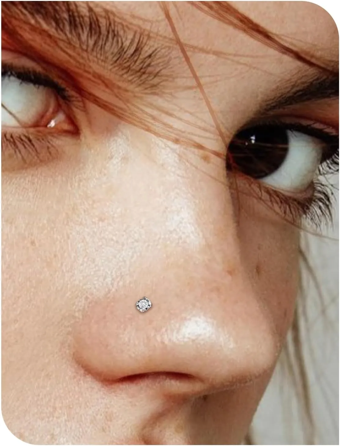 15 Pcs 18G 20G Surgical Steel Nose Rings Studs for Women Opal Nose Rings Diamond CZ Nose Studs L Shaped Nose Nostril Piercing Jewelry Hypoallergenic