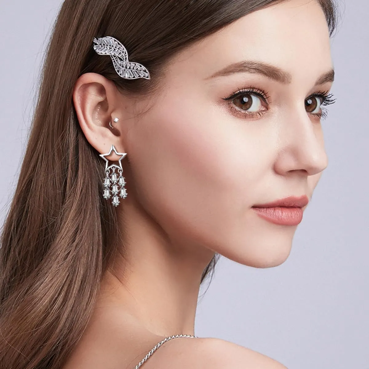 16 Pairs Silver Dangle Earrings For Women,Trendy Diamond Stud Earrings For Women, Hypoallergenic Earrings Dangling for Teen Girls