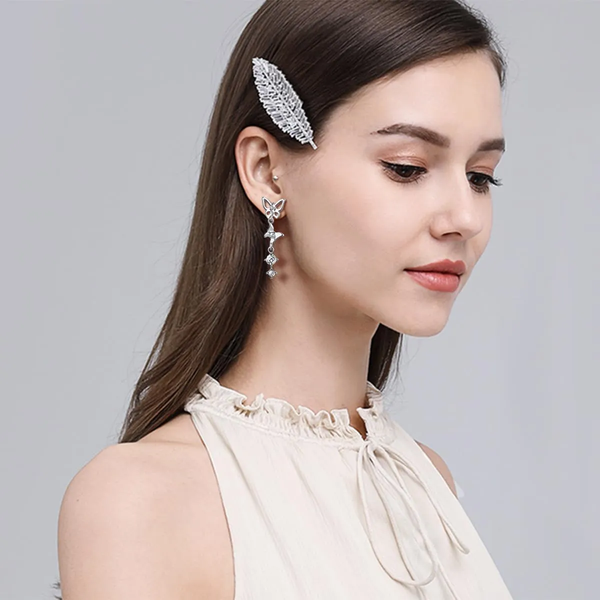 16 Pairs Silver Dangle Earrings For Women,Trendy Diamond Stud Earrings For Women, Hypoallergenic Earrings Dangling for Teen Girls
