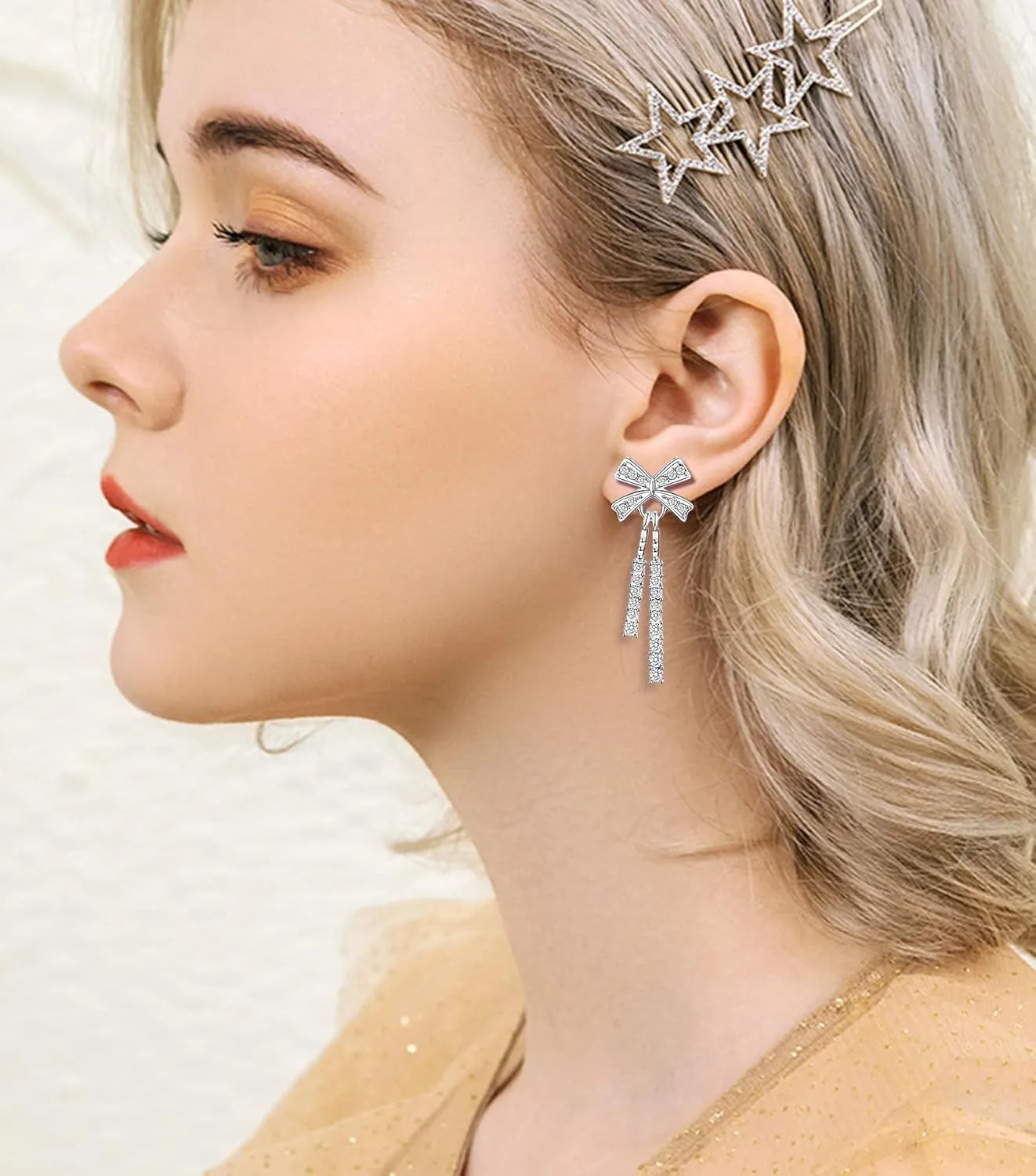 16 Pairs Silver Dangle Earrings For Women,Trendy Diamond Stud Earrings For Women, Hypoallergenic Earrings Dangling for Teen Girls