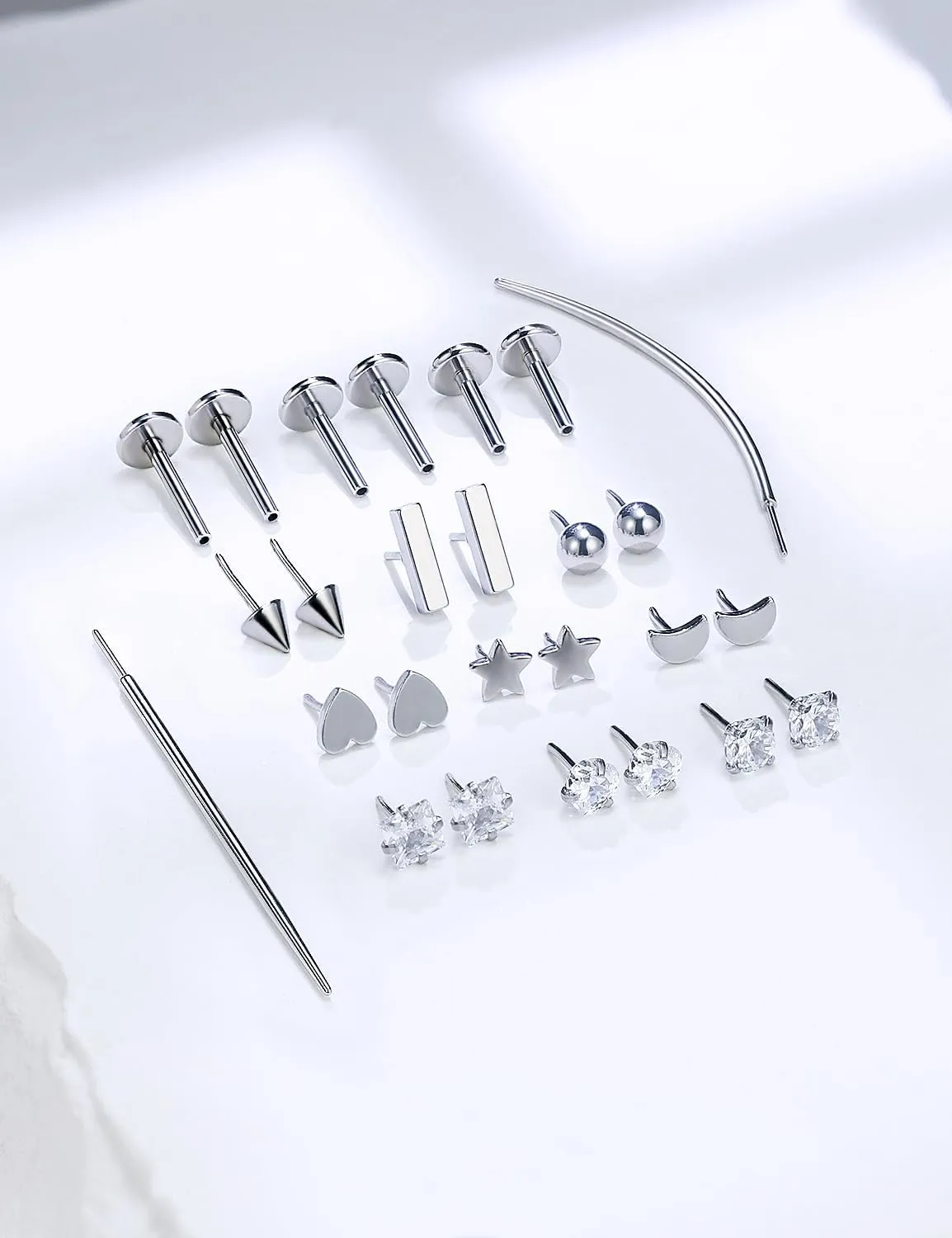 16G 18G 20G Threadless Flat Back Nose Ring Studs Earrings 316L Stainless Surgical Steel Tragus Helix Cartilage Earrings Medusa Labret Lip Rings Piercing Jewelry For Women Men Bar 6mm-8mm