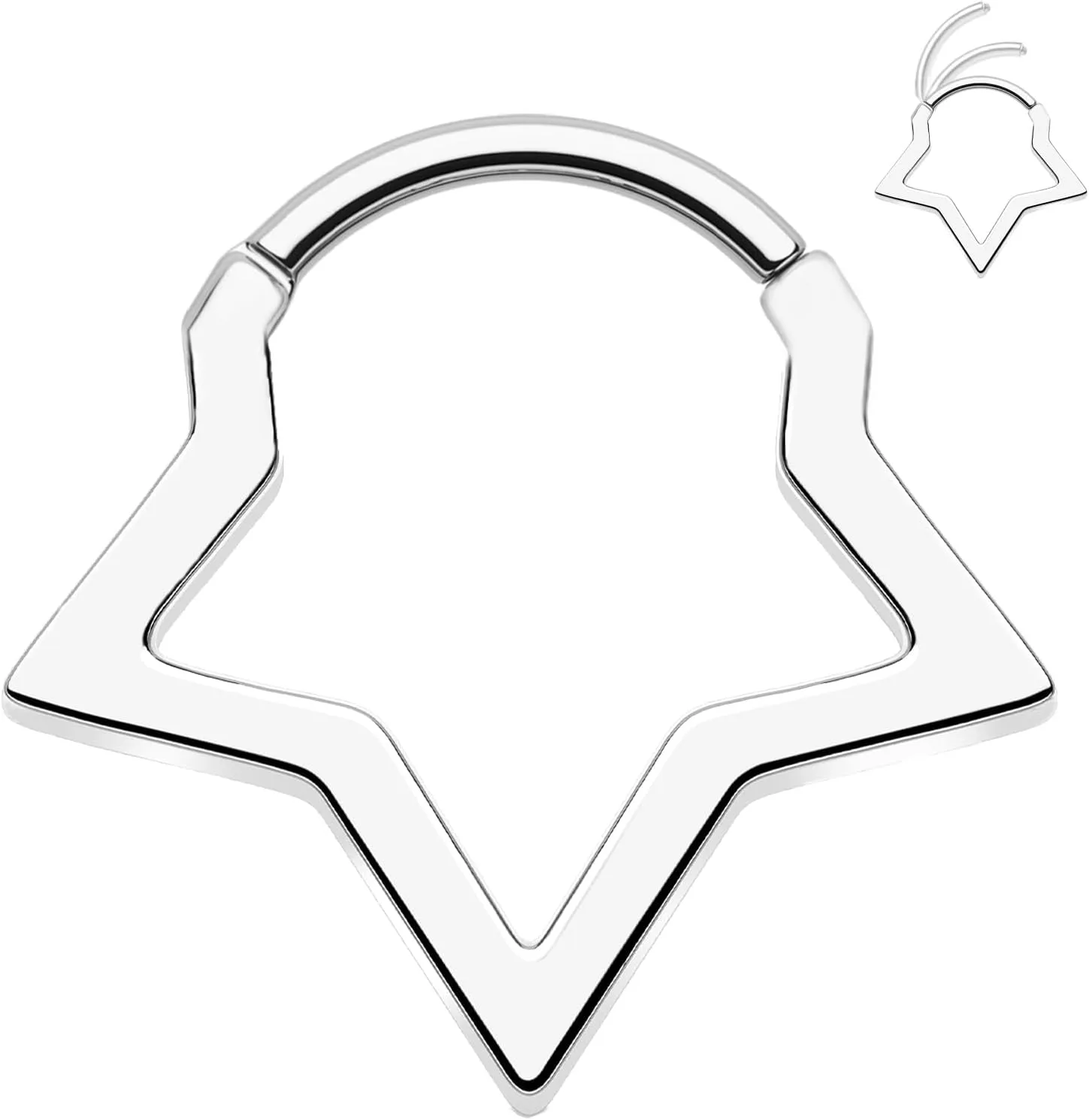 16G 316L Septum Ring Surgical Steel Star Septum Piercing Jewelry, Nose Ring, Star Septum Clicker for Women Men, 8 mm Septum Piercing Jewelry, Daith Jewelry