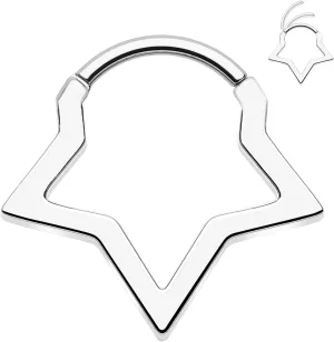 16G 316L Septum Ring Surgical Steel Star Septum Piercing Jewelry, Nose Ring, Star Septum Clicker for Women Men, 8 mm Septum Piercing Jewelry, Daith Jewelry