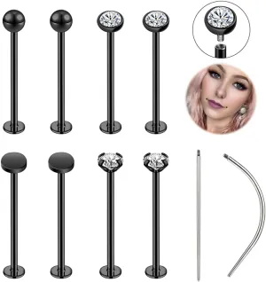 16G 316L Stainless Steel Labret Cheek Tongue Rings Barbell Body Piercing Jewelry Lengthening 4mm 5mm Bar Size 14mm-25mm Bar Length Available Dimple Cheek Piercing Jewelry Black Silver Gold