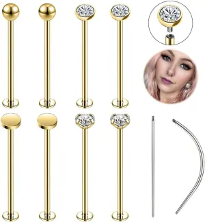 16G 316L Stainless Steel Labret Cheek Tongue Rings Barbell Body Piercing Jewelry Lengthening 4mm 5mm Bar Size 14mm-25mm Bar Length Available Dimple Cheek Piercing Jewelry Black Silver Gold