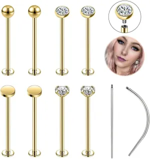 16G 316L Stainless Steel Labret Cheek Tongue Rings Barbell Body Piercing Jewelry Lengthening 4mm 5mm Bar Size 14mm-25mm Bar Length Available Dimple Cheek Piercing Jewelry Black Silver Gold
