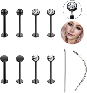 16G 316L Stainless Steel Labret Cheek Tongue Rings Barbell Body Piercing Jewelry Lengthening 4mm 5mm Bar Size 14mm-25mm Bar Length Available Dimple Cheek Piercing Jewelry Black Silver Gold