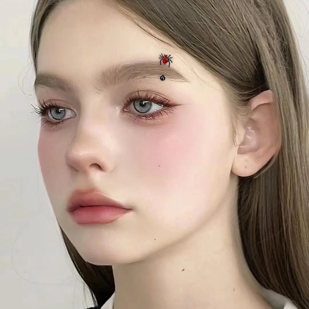 16G CZ Spider Eyebrow Ring for Women Men Stainless Steel Black Insect Eyebrow Studs Curved Barbells Cartilage Earrings Halloween Body Piercing Jewelry