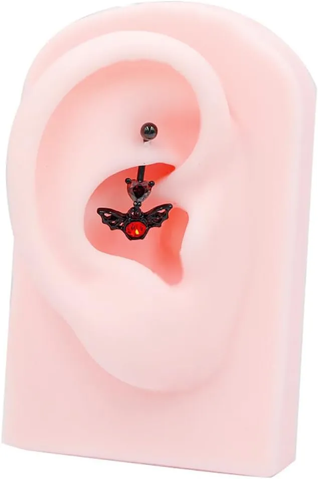 16G Stainless Steel Eyebrow Ring for Women Men Black CZ Heart Spider Bat Dangle Eyebrow Rings Eyebrow Curved Barbell Cartilage Earrings Statement Eyebrow Piercing Jewelry