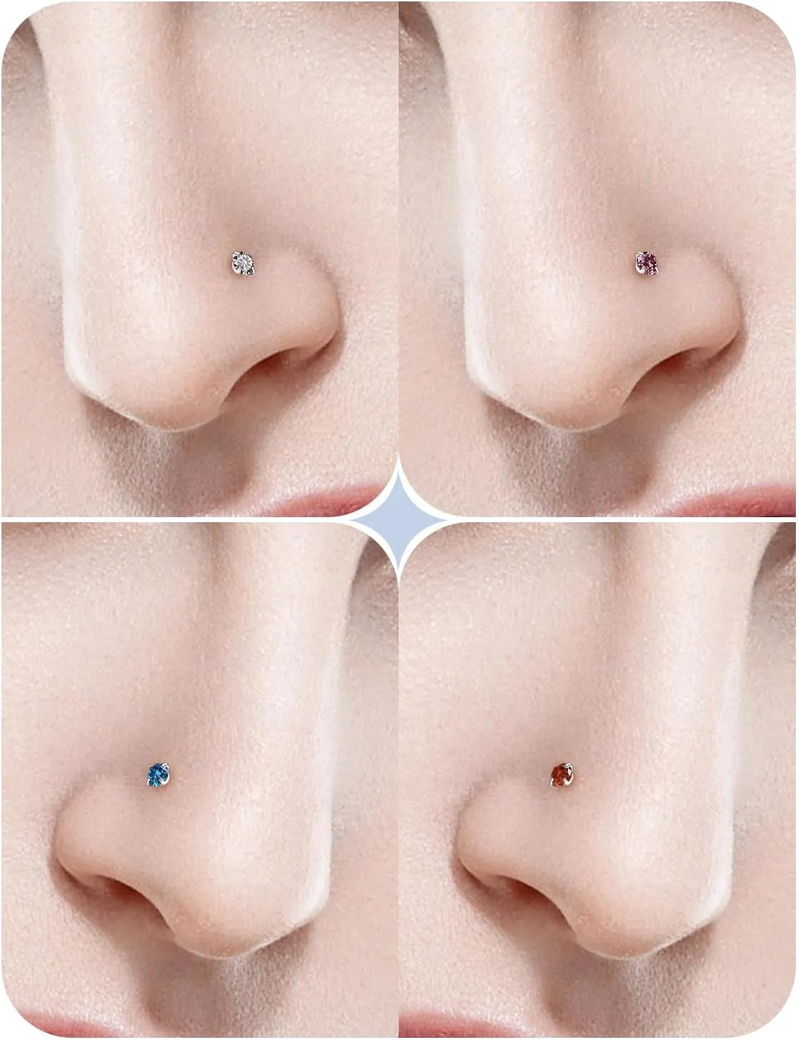 18G 20G 22G Astm F136 Titanium Nose Rings Studs Piercing Jewelry for Women Men Cubic Zirconia Nose Rings Nostril Piercing Jewelry Clear CZ 1.5mm 2mm 2.5mm 3mm 10PCS