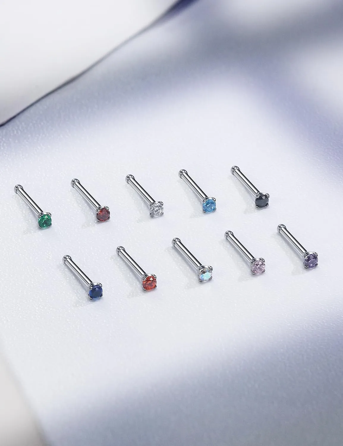 18G 20G 22G Astm F136 Titanium Nose Rings Studs Piercing Jewelry for Women Men Cubic Zirconia Nose Rings Nostril Piercing Jewelry Clear CZ 1.5mm 2mm 2.5mm 3mm 10PCS