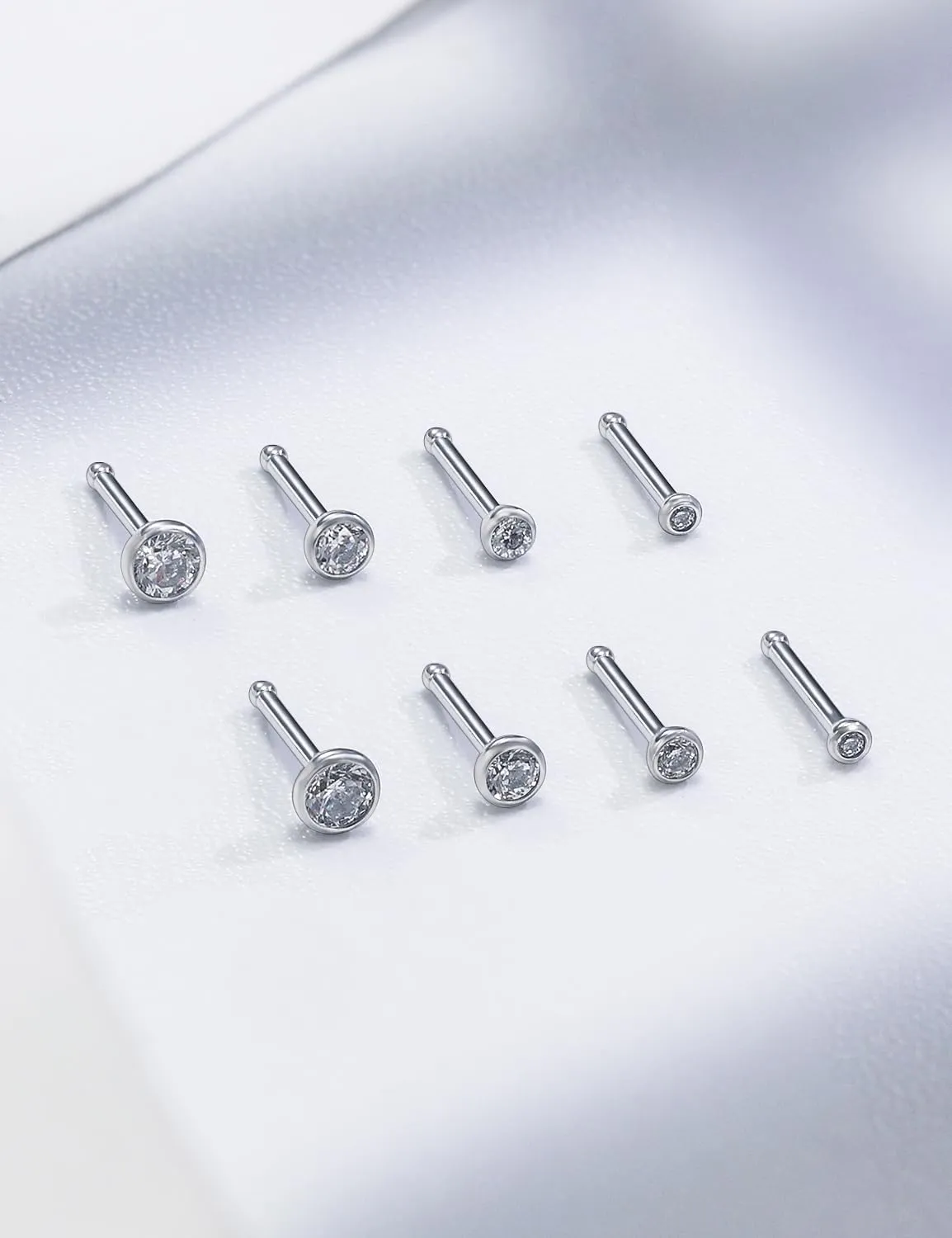 18G 20G 22G Astm F136 Titanium Nose Rings Studs Piercing Jewelry for Women Men Nose Nostril Piercing Jewelry Diamond Clear CZ 1.5mm 2mm 2.5mm 3mm 4 Pair