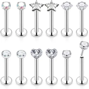 18G Threadless Push in Medusa Piercing Jewelry Surgical Steel Lip Rings Labret Monroe Tragus Helix Cartilage Earrings Studs for Women Men
