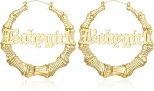 18K Gold Plated Bamboo Hoop Earrings for Women  Large Round Heart Design, 80/90s Ghetto Door Knocker Style, Trendy Hip Hop Jewelry Accessories