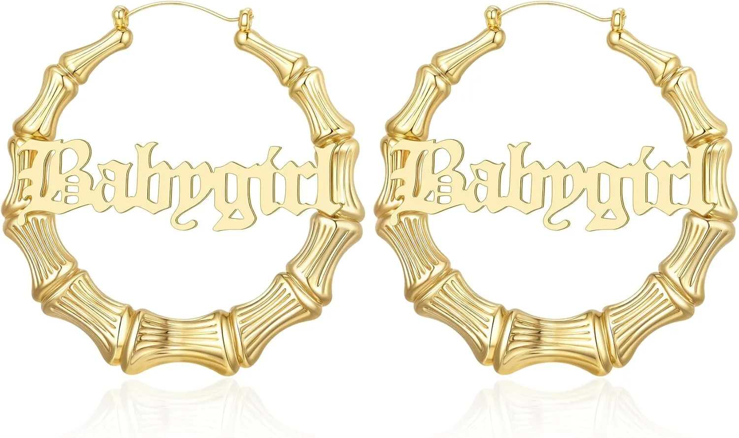 18K Gold Plated Bamboo Hoop Earrings for Women  Large Round Heart Design, 80/90s Ghetto Door Knocker Style, Trendy Hip Hop Jewelry Accessories