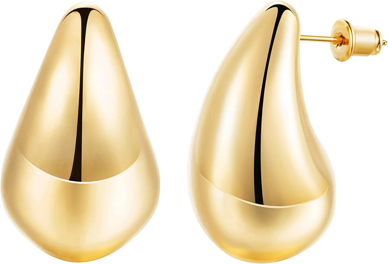 18K Gold Plated Chunky Gold Hoop Earrings for Women Drop Earrings for Women Lightweight Waterdrop Earrings Hypoallergenic Teardrop Open Hoop Earrings