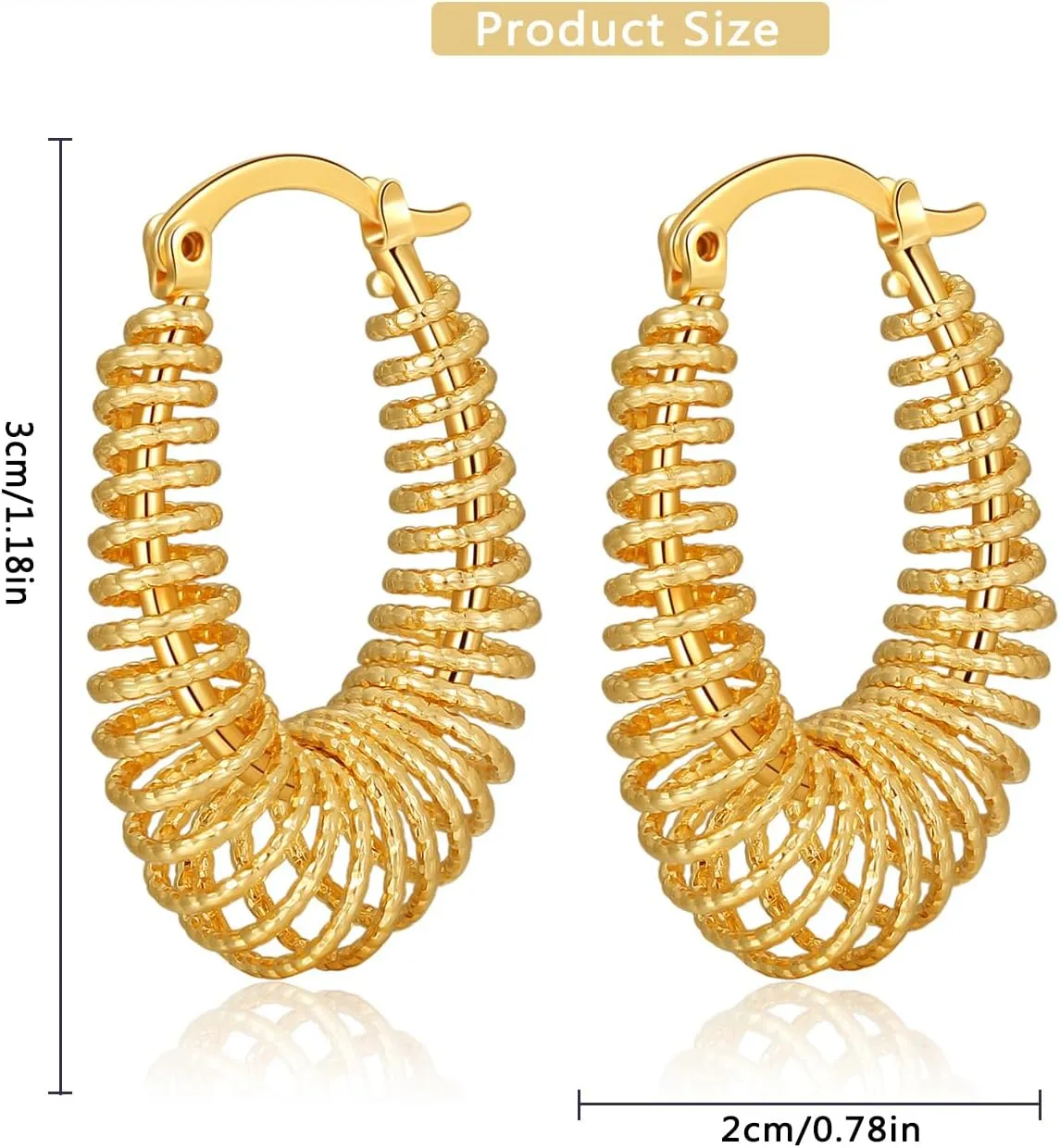 18K Gold Plated Chunky Hoops Earring Women Hoop Earrings Lightweight Daily Jewelry