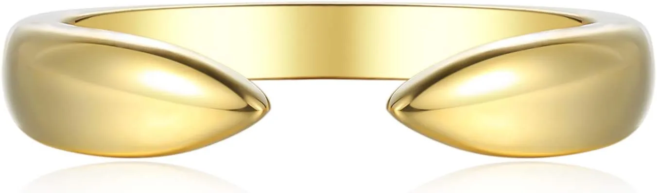 18K Gold Plated Sterling Silver Stackable Open Claw Ring Ajustable Wrap Ring | Cuff Stacking Rings