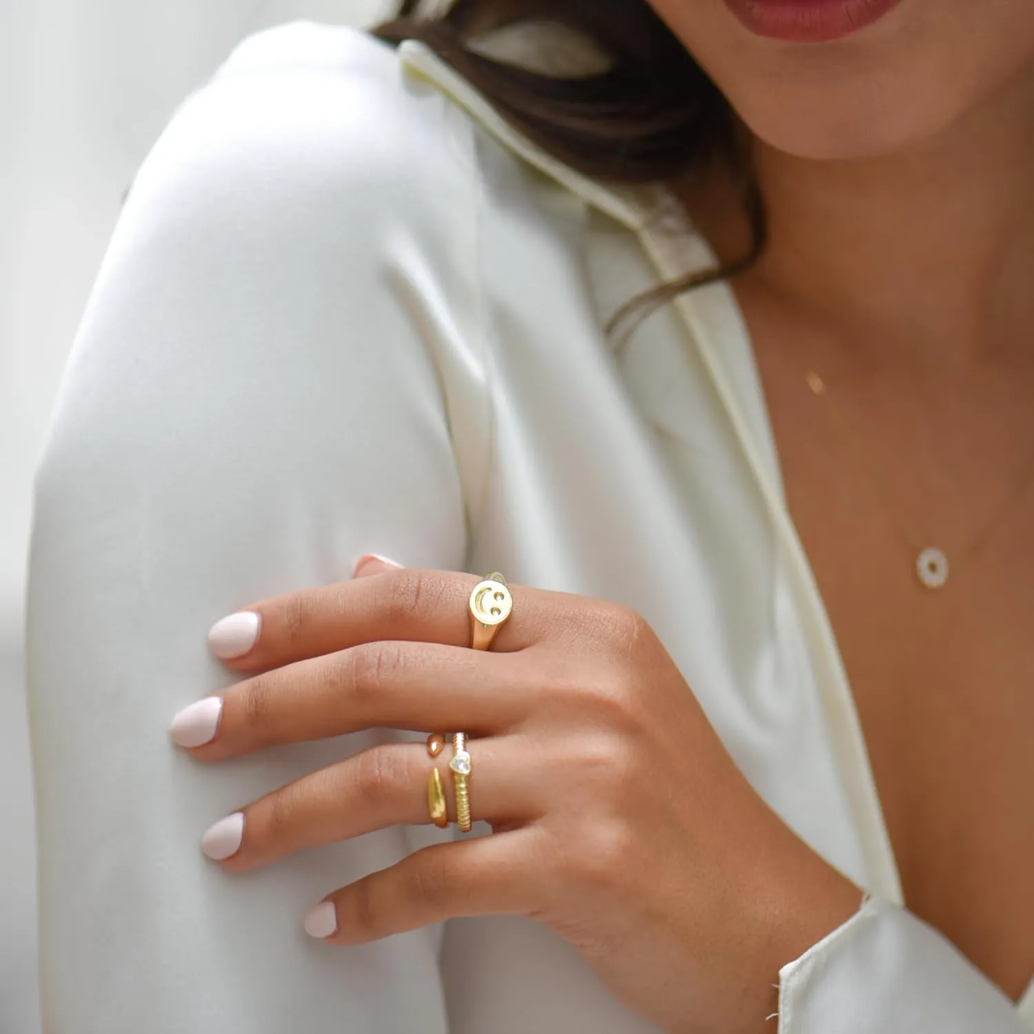 18K Gold Plated Sterling Silver Stackable Open Claw Ring Ajustable Wrap Ring | Cuff Stacking Rings