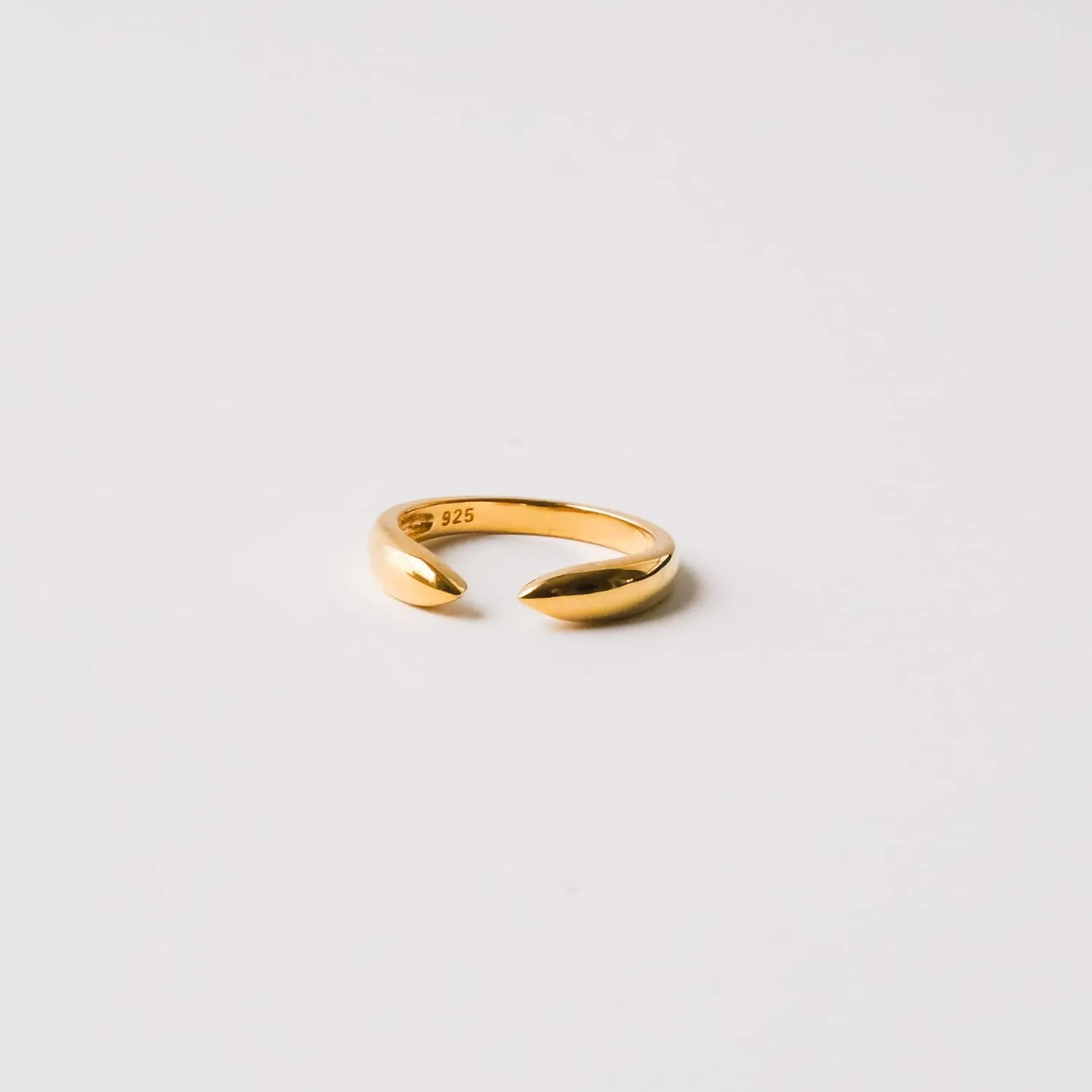 18K Gold Plated Sterling Silver Stackable Open Claw Ring Ajustable Wrap Ring | Cuff Stacking Rings