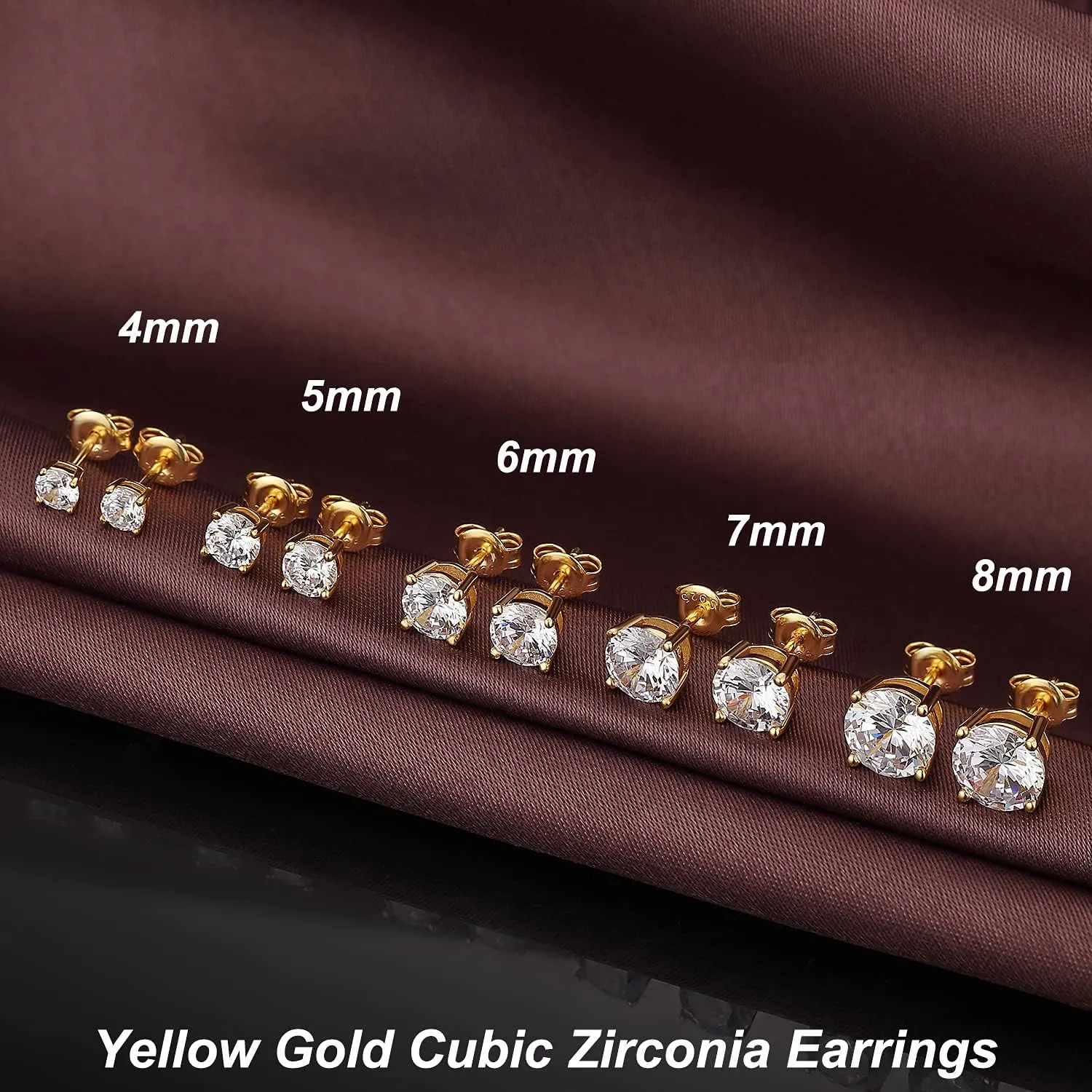 18K White Gold Plated Sparkling Simulated Diamond Studs Earrings s925 Sterling Silver Hypoallergenic Earring for Women Men 4mm-8mm