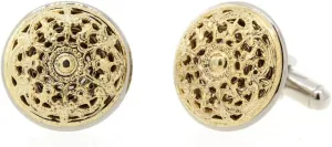 1928 Jewelry Vintage Style Two Tone Round Filigree Cufflinks