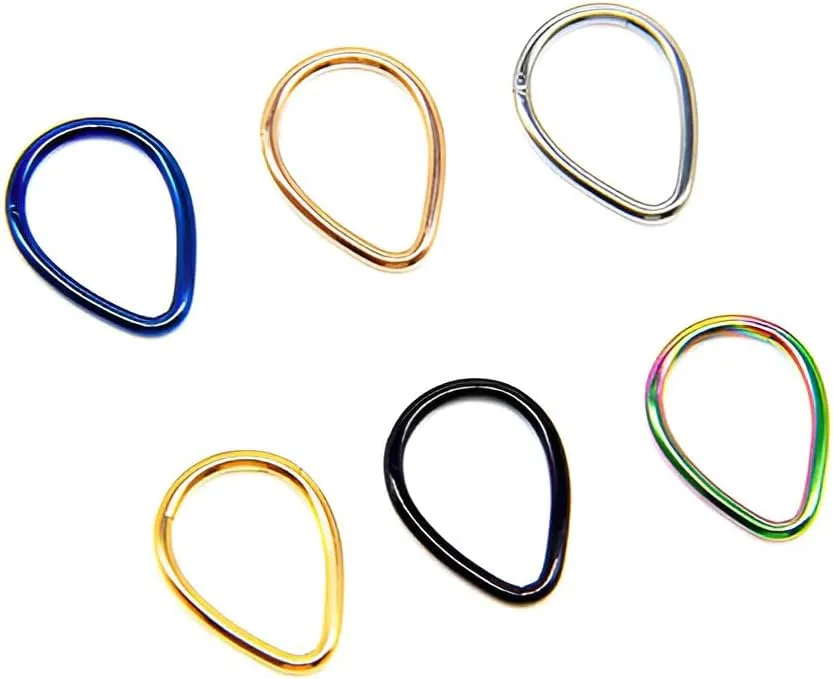1PC 1.2mm(16g) Silver Diameter 8mm Septum Hinged Nose Hoop Tragus Orbital Cartilage Jewelry 316L Stainless Steel Hypoallergenic Earring Conch Ring Piercing Jewelry Droplet Shape